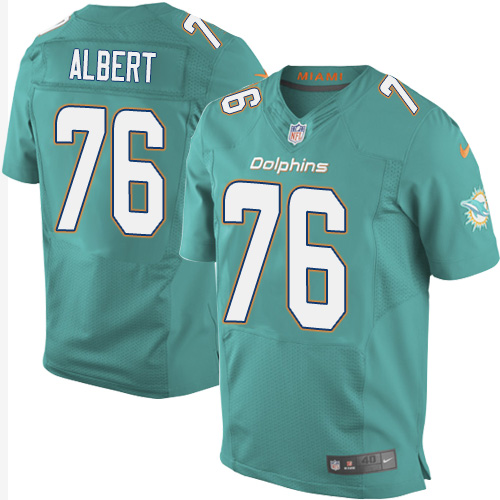 Men's Elite Branden Albert Nike Jersey Aqua Green Home - #76 NFL Miami Dolphins